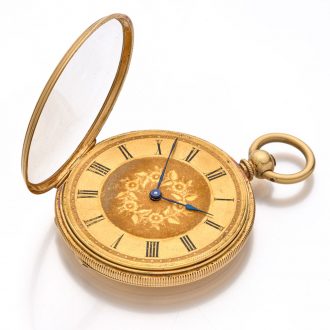 Swiss gold 18 carat open faced cylinder watch Circa 1850
