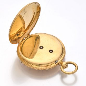 Swiss gold 18 carat open faced cylinder watch Circa 1850