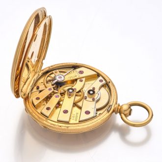 Swiss gold 18 carat open faced cylinder watch Circa 1850