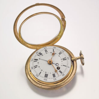 A Swiss gold and enamel date verge with chatelaine Circa 1780