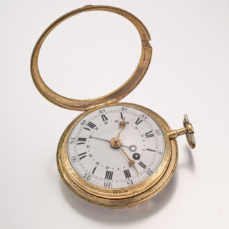 A Swiss gold and enamel date verge with chatelaine Circa 1780