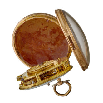 A Swiss gold and enamel verge watch with chatelaine Circa 1780
