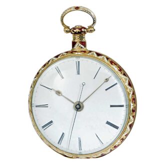 English gold, enamel and pearl set duplex watch Circa 1820