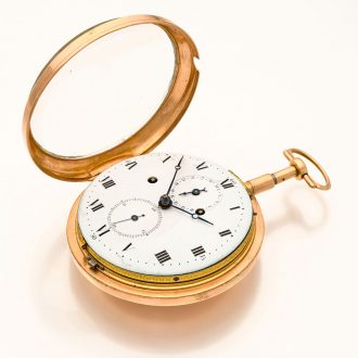 Belgian 18K gold repeater with self strike and date Circa 1800