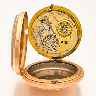 Belgian 18K gold repeater with self strike and date Circa 1800