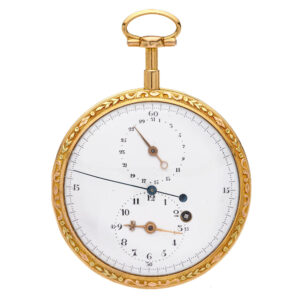 Rare French gold and enamel watch with regulator dial Circa 1790