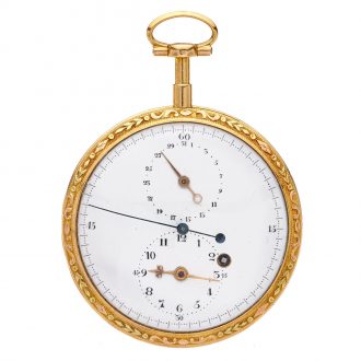 Rare French gold and enamel watch with regulator dial Circa 1790 Rare French gold and enamel watch with regulator dial Circa 1790