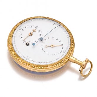 Rare French gold and enamel watch with regulator dial Circa 1790 Rare French gold and enamel watch with regulator dial Circa 1790