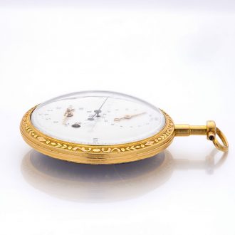 Rare French gold and enamel watch with regulator dial Circa 1790 Rare French gold and enamel watch with regulator dial Circa 1790