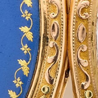 Rare French gold and enamel watch with regulator dial Circa 1790 Rare French gold and enamel watch with regulator dial Circa 1790