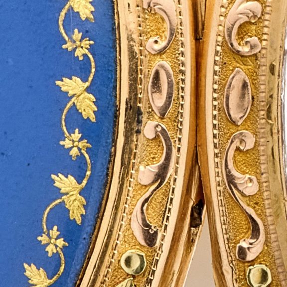 Rare French gold and enamel watch with regulator dial Circa 1790 Rare French gold and enamel watch with regulator dial Circa 1790