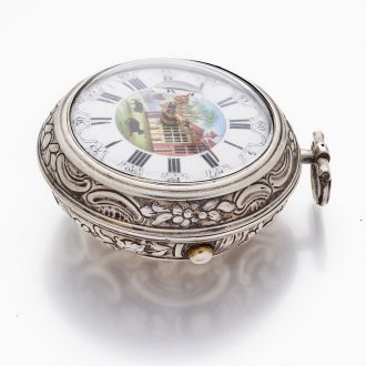 English silver pair cased repoussé verge pocket watch Circa 1768 English silver pair cased repoussé verge pocket watch Circa 1768