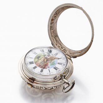 English silver pair cased repoussé verge pocket watch Circa 1768 English silver pair cased repoussé verge pocket watch Circa 1768