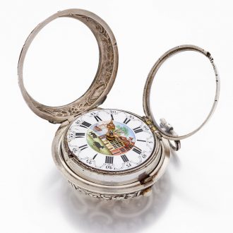 English silver pair cased repoussé verge pocket watch Circa 1768 English silver pair cased repoussé verge pocket watch Circa 1768