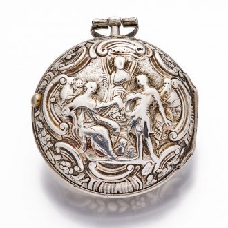 English silver pair cased repoussé verge pocket watch Circa 1768 English silver pair cased repoussé verge pocket watch Circa 1768