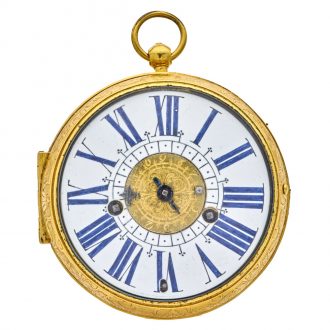 Large French silver gilt Louis XIV watch with alarm Circa 1690