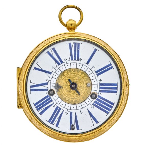 Large French silver gilt Louis XIV watch with alarm Circa 1690 Large French silver gilt Louis XIV watch with alarm Circa 1690