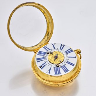Large French silver gilt Louis XIV watch with alarm Circa 1690