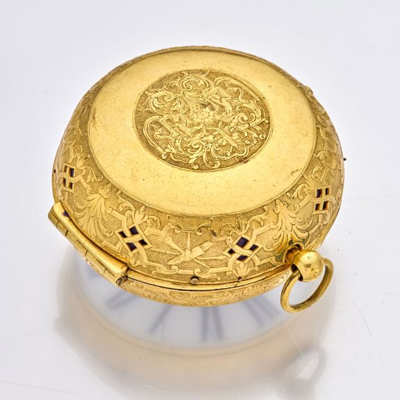 Large French silver gilt Louis XIV watch with alarm Circa 1690 Large French silver gilt Louis XIV watch with alarm Circa 1690