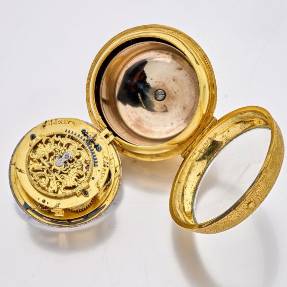 Large French silver gilt Louis XIV watch with alarm Circa 1690 Large French silver gilt Louis XIV watch with alarm Circa 1690