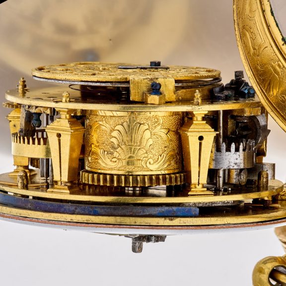 Large French silver gilt Louis XIV watch with alarm Circa 1690 Large French silver gilt Louis XIV watch with alarm Circa 1690