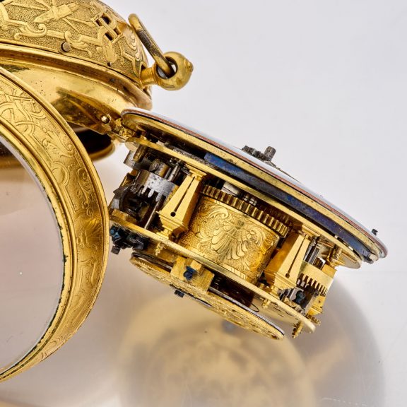 Large French silver gilt Louis XIV watch with alarm Circa 1690 Large French silver gilt Louis XIV watch with alarm Circa 1690