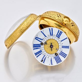 Large French silver gilt Louis XIV watch with alarm Circa 1690