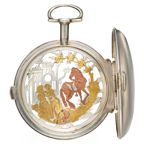 French silver unsigned large verge watch with date Circa 1790 French silver unsigned large verge watch with date Circa 1790