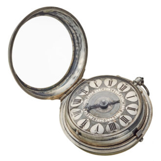 An English verge with unusual silver champleve dial Circa 1695 An English verge with unusual silver champleve dial Circa 1695