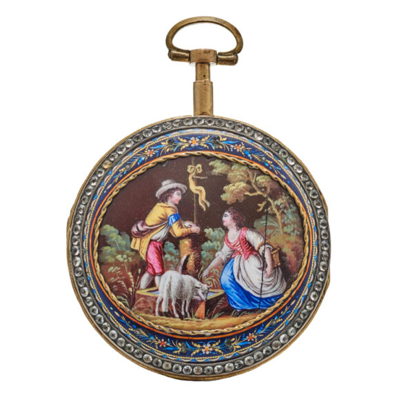 Swiss gilded decorative watch with paste stones Circa 1790