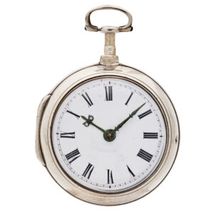 English silver pair cased verge pocket watch with Circa 1802