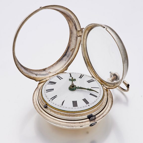 English silver pair cased verge pocket watch with Circa 1802 English silver pair cased verge pocket watch with Circa 1802
