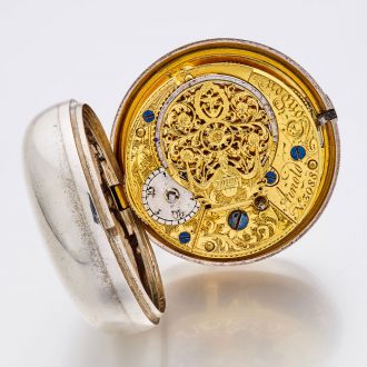English silver pair cased verge pocket watch with Circa 1802