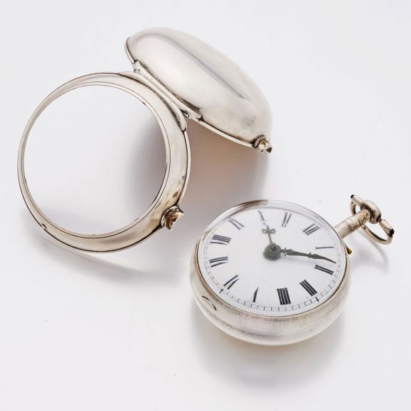 English silver pair cased verge pocket watch with Circa 1802 English silver pair cased verge pocket watch with Circa 1802