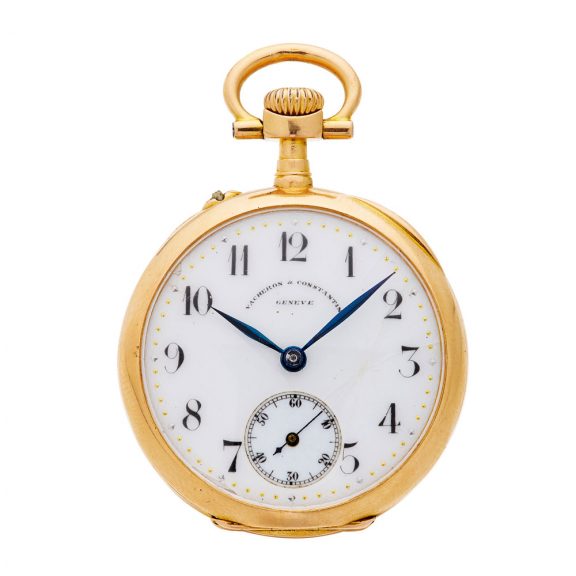 Swiss 18K gold keyless open faced lady's pocket watch Circa 1900