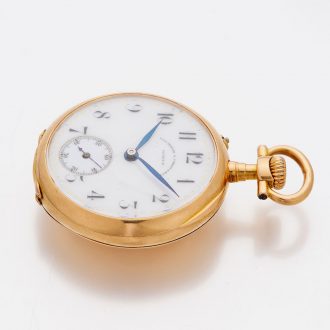 Swiss 18K gold keyless open faced lady's pocket watch Circa 1900