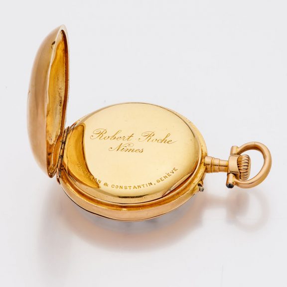 Swiss 18K gold keyless open faced lady's pocket watch Circa 1900 Swiss 18K gold keyless open faced lady's pocket watch Circa 1900