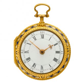 Attractive English enamelled gold cylinder watch Circa 1774
