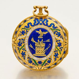 Attractive English enamelled gold cylinder watch Circa 1774
