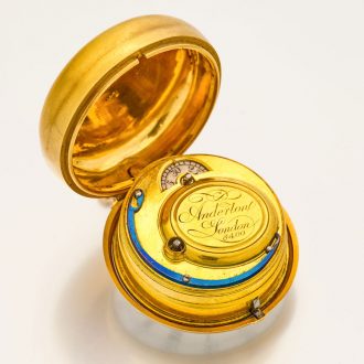 Attractive English enamelled gold cylinder watch Circa 1774
