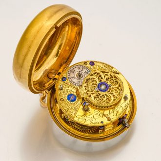 Attractive English enamelled gold cylinder watch Circa 1774