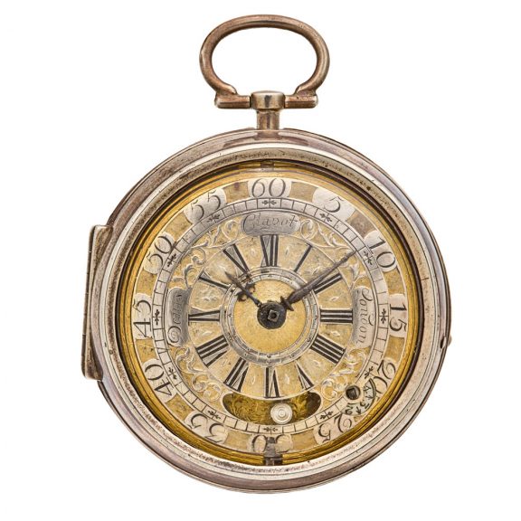 English silver verge watch with mock pendulum Circa 1710 English silver verge watch with mock pendulum Circa 1710