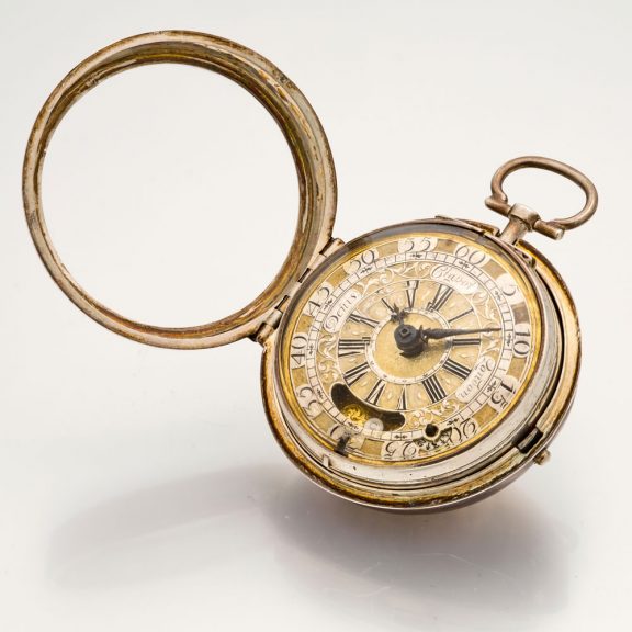 English silver verge watch with mock pendulum Circa 1710 English silver verge watch with mock pendulum Circa 1710