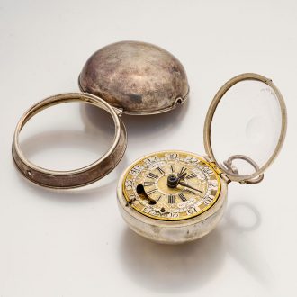 English silver verge watch with mock pendulum Circa 1710