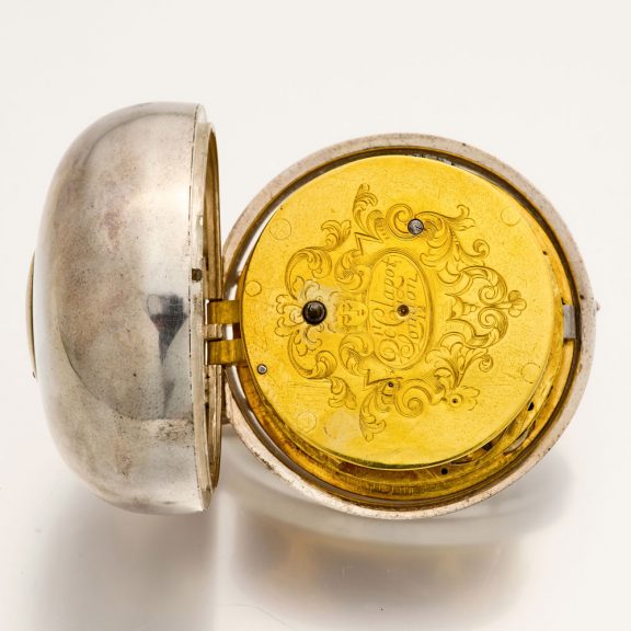English silver verge watch with mock pendulum Circa 1710 English silver verge watch with mock pendulum Circa 1710