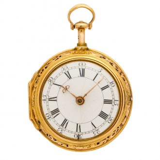 English 22 carat gold quarter repeating cylinder watch Circa 1760