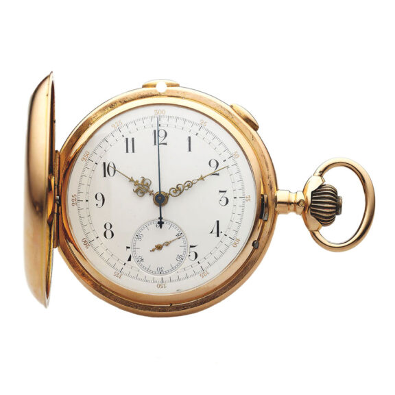 Swiss gold hunting cased minute repeating pocket watch Circa 1900