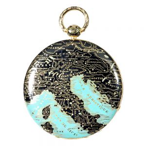 Swiss gold enamel watch with digital time indication Circa 1820