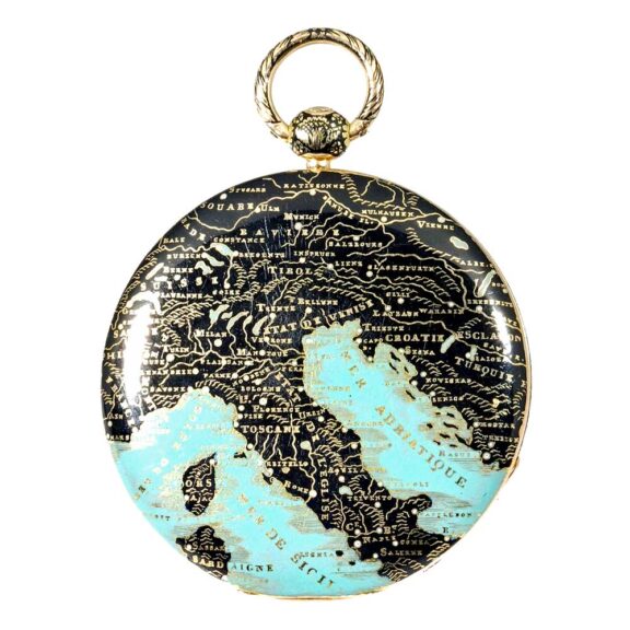 Swiss gold enamel watch with digital time indication Circa 1820
