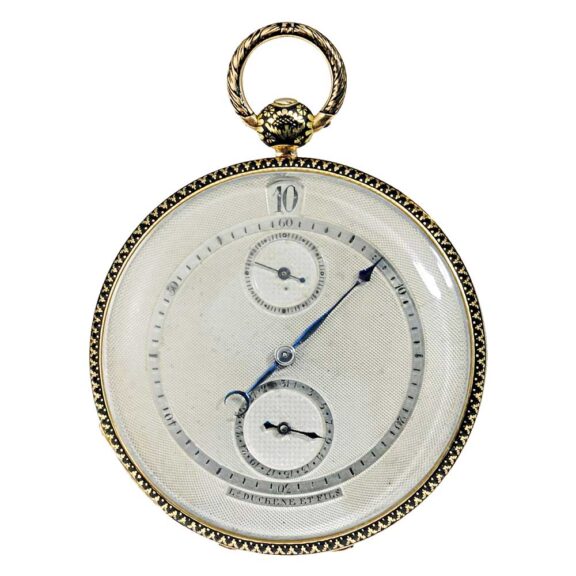 Swiss gold enamel watch with digital time indication Circa 1820 Swiss gold enamel watch with digital time indication Circa 1820